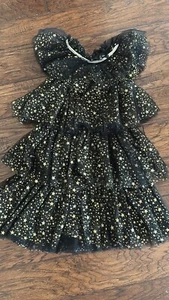 Lola And The Boys Black Tulle Gold Stars Sz Girls 10 - Picture 1 of 2