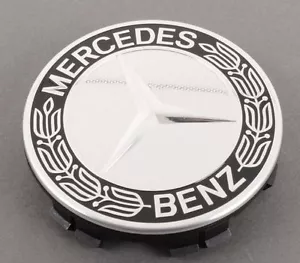 Mercedes-Benz Genuine Chrome With Black Wheel Center Hub Cap NEW OEM - Picture 1 of 1