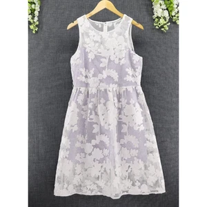 Belle Badgley Mischka Women's Sz 14 Nastia White Floral Lace Lavender Dress - Picture 1 of 9