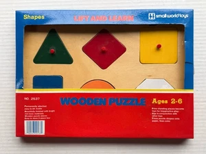 Small World Toys -Lift and learn wood puzzle Shapes New #2537 - Picture 1 of 2
