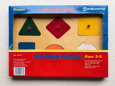 Small World Toys -Lift and learn wood puzzle Shapes New #2537 - Image 1 of 2