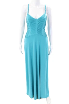 Calvin Klein Womens Side Zip Sleeveless Rhinestone Trim Gown Blue Size 4 - Image 1 of 4