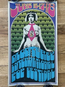 Póster del Festival Internacional de Pop de Monterey 1967 Hendrix Grateful Dead 1992 - Imagen 1 de 6