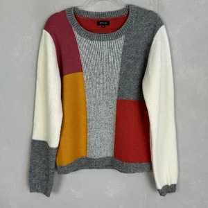 Roolee women size 2XL knit sweater wool mohair colorblock orange gray fitted- - Picture 1 of 11