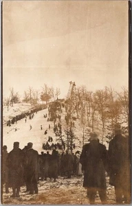 Vintage 1910s SKI JUMPING / Winter Sports Real Photo RPPC Postcard - Jump View - Picture 1 of 2