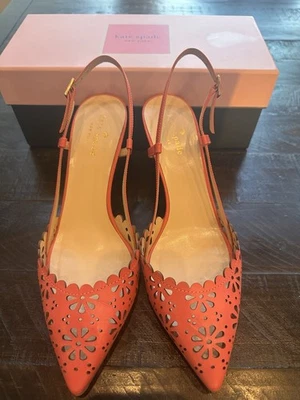 Kate Spade New York Coral Laser-Cut Leather Slingback Heels – Size 8.5 - Image 1 of 3