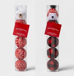 Llama + Polar Bear Catnip Balls Tube Xmas Holiday Cat Toy Red Wondershop Target - Picture 1 of 5