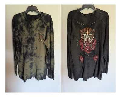 AFFLICTION Pullover Serpent Ritual Tiger Reversible Long Sleeve Shirt Sz Large  - Image 1 of 4