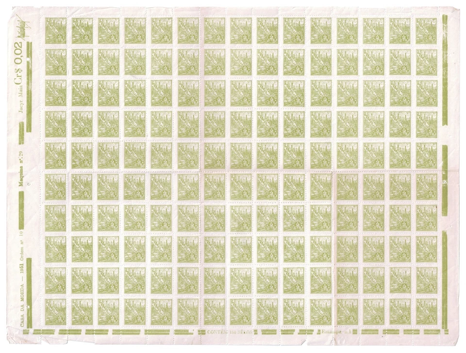 Brazil Brasil 1951 Definitive 2 centavos sheet of 150 MNH - Image 1 of 1