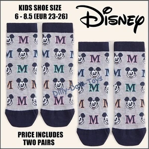 2 Pairs Disney 100 Years Mickey Mouse Socks Infant Shoe Size 6 - 8.5 Toddler Kid - Picture 1 of 12