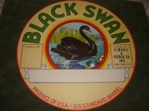 VTG BLACK Trumpetor SWAN - New York City, USA - ORIGINAL Barrel LABEL 1920s - Picture 1 of 3