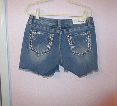 Pantalones Cortos de Denim Grace In LA Bling Star Talla 30 Bordados Lentejuelas Cortadas Foto 1 de 4