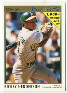 1992 O-Pee-Chee Premier OPC #147 Rickey Henderson Oakland Athletics - Picture 1 of 2