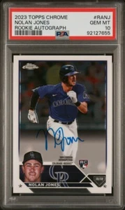 2023 Topps Chrome Rookie Autograph #RANJ Nolan Jones PSA 10 Gem Mint Rockies - Picture 1 of 2