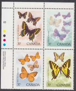Canada - #1213a Butterflies, Plate Block - MNH - Picture 1 of 1