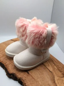 First STEPS by Stepping Stone Pink Winter Boots Toddler Size 4 Faux Pink Fur - Picture 1 of 8