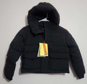 All In Motion Boys Size 4/5 Short Puffer Jacket Black Hooded Warm Winter Jacket - Picture 1 of 6