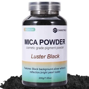 Mica Powder,200g/7.05oz Large Jar,Luster Black Mica Powder Pigment for Epoxy ... - Picture 1 of 7