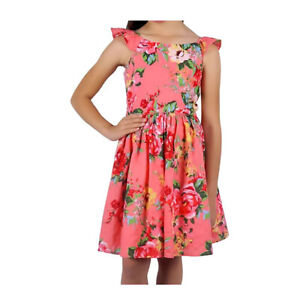 Zunie Girl Coral Floral Sundress, Size S (6/6X)
