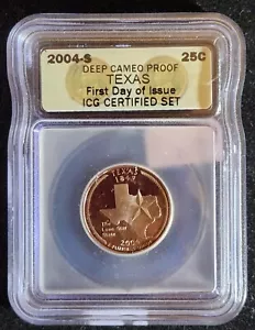 2004-S 25c Proof Texas State Quarter ICG Deep Cameo PR First Day Issue. Our SC83 - Picture 1 of 4