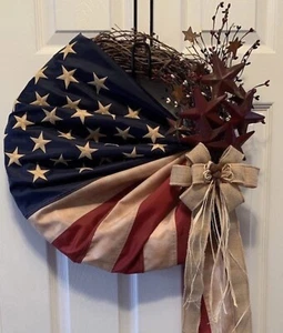 Patriotic wreath, American Flag Wreath, 4th Of July, Memorial Day, Military - Picture 1 of 8