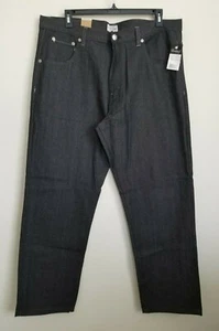 Evolution In Design Jeans Black Denim Straight Leg Zip Pockets Size 42X34 NEW - Picture 1 of 7