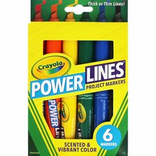 Crayola Power Lines Project Markers, Scented & Vibrant Color Pk of 6