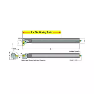 Dorian Tool E08K-SDNCR-2 Carbide Shank Indexable Boring Bar, 59675 - Bild 1 von 1