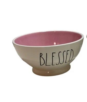 Rae Dunn "BLESSED" Pink & White Ceramic Bowl NEW Without Tags! - Image 1 of 4