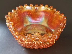 Carnival orange iridescent glass vintage Art Deco antique deep sided bowl dish - Picture 1 of 9