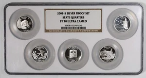 2008 S NGC PF70 ULTRA CAMEO SILVER PROOF 5 COIN STATEHOOD QUARTER SET 25C - Picture 1 of 2