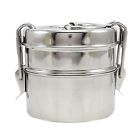 2 Tier  Lunch Box Stainless Steel Indian Tiffin Round Food Container Carrier Set