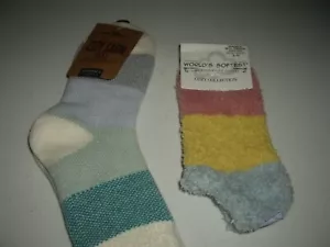 T26 NUEVO CON ETIQUETAS 2 pares de calcetines para mujer acogedores cabina tripulación y tobillo más suaves del mundo talla 5-11 - Imagen 1 de 5