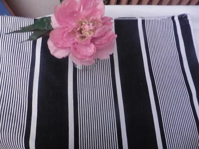 ANCIENNE HOUSSE TOILE A MATELAS COTON BLEU MARINE X BLANC 130X200 CM - Photo 1/4