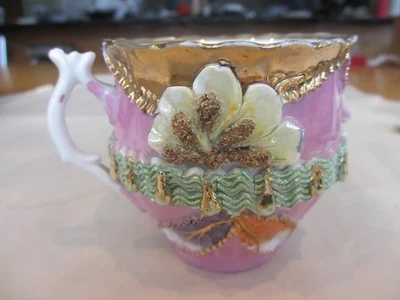 Taza bigote victoriana antigua hecha en Alemania siglo XIX Foto 1 de 4