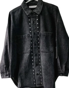 REBECCA MINKOFF OVERSIZED STUDDED DENIM JACKETS SIZES S-XL - Picture 1 of 6
