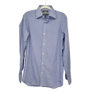 NUEVO CON ETIQUETAS Camisa de Vestir Bonobos Elastizada Azul Mini Cuadros Calce Ajustado Con Botones Para Hombre 15/34 - Imagen 1 de 9