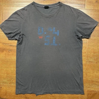 Винтажная мужская футболка Diesel M серая с коротким рукавом потертая состаренная альтернативная ретро винтажная - Изображение 1 из 4