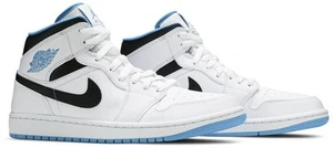 Nike Air Jordan 1 Mid 'Laser Blue' Men's Sz 9.5 / Women's Sz 11 White 554724-141 - Picture 1 of 5