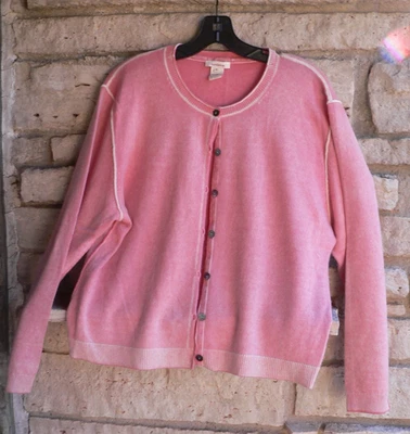 Suéter Cárdigan Sundance Catalog Rosa Cachemira XL Foto 1 de 4
