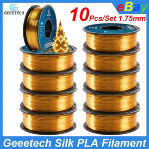 10kg Geeetech Silk PLA 3D Printer Filament 1.75mm 1kg/roll Shiny Silk Gold PLA - Picture 1 of 11