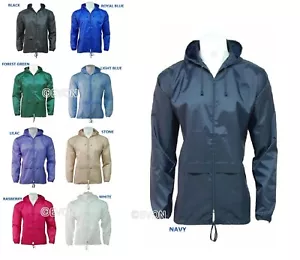 Ladies Rain Jacket showerproof Lightweight Kagoul Rain Coat Mac Kagool Cagoule - Picture 1 of 12