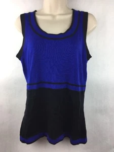 Women's Leo Guy Blue & Black Sleeveless Tank Top Rayon & Nylon Size 4 - Picture 1 of 4