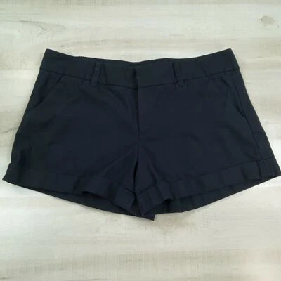 French Connection 女式斜纹布短裤 10 黑色平底前卷袖口正装 — 第 1/4 张图片