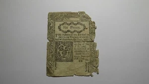1776 Six Pence Hartford Connecticut CT Colonial Currency Note Bill! SELTENE AUSGABE - Bild 1 von 2