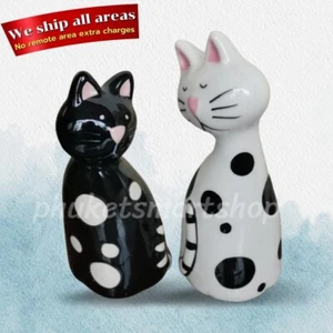 Salero y pimentero Duo Cats cerámica pintado a mano grado alimenticio seguro sin plomo - Imagen 1 de 6