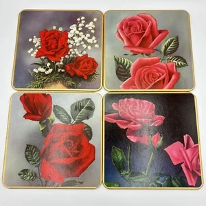 Vintage Boxed WIN-EL-WARE English Floral Red & Pink Roses Placemats - Set of 4 - Picture 1 of 18