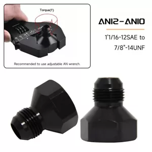 12AN Female to 10AN Male Flare Hose Reducer Fuel Line Fitting Adapters Black - Picture 1 of 10