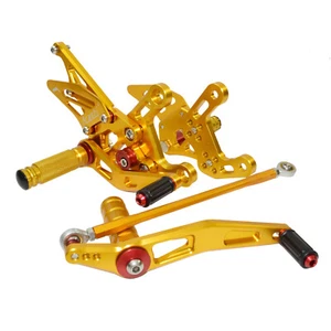 Gold Arashi Adjustable Rearset Foot Rest Pegs For YAMAHA YZF R1 2009-2014 RN22 - Picture 1 of 8