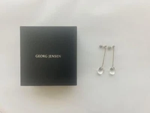 Georg Jensen Rock Crystal Dew Drop Earrings in Sterling Silver with Box - Picture 1 of 2